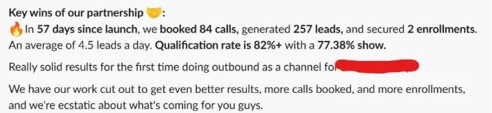 84 calls booked in 57 days